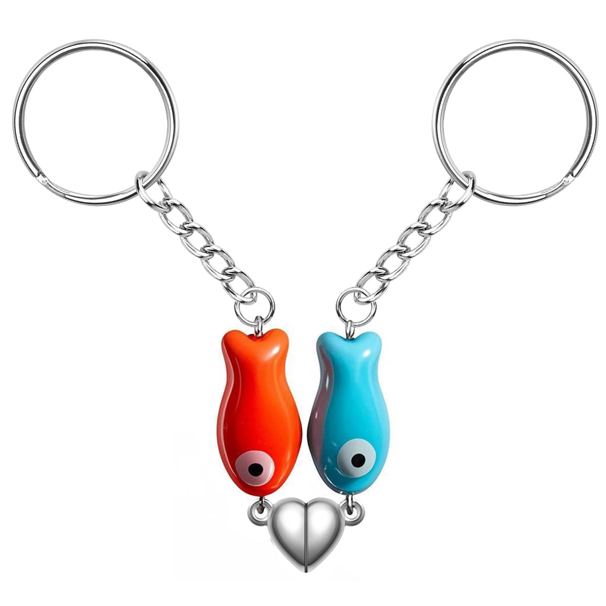 Agromusk Matching Heart Keychain,Cute Ceramic Fish Couples Stuff Keyrings