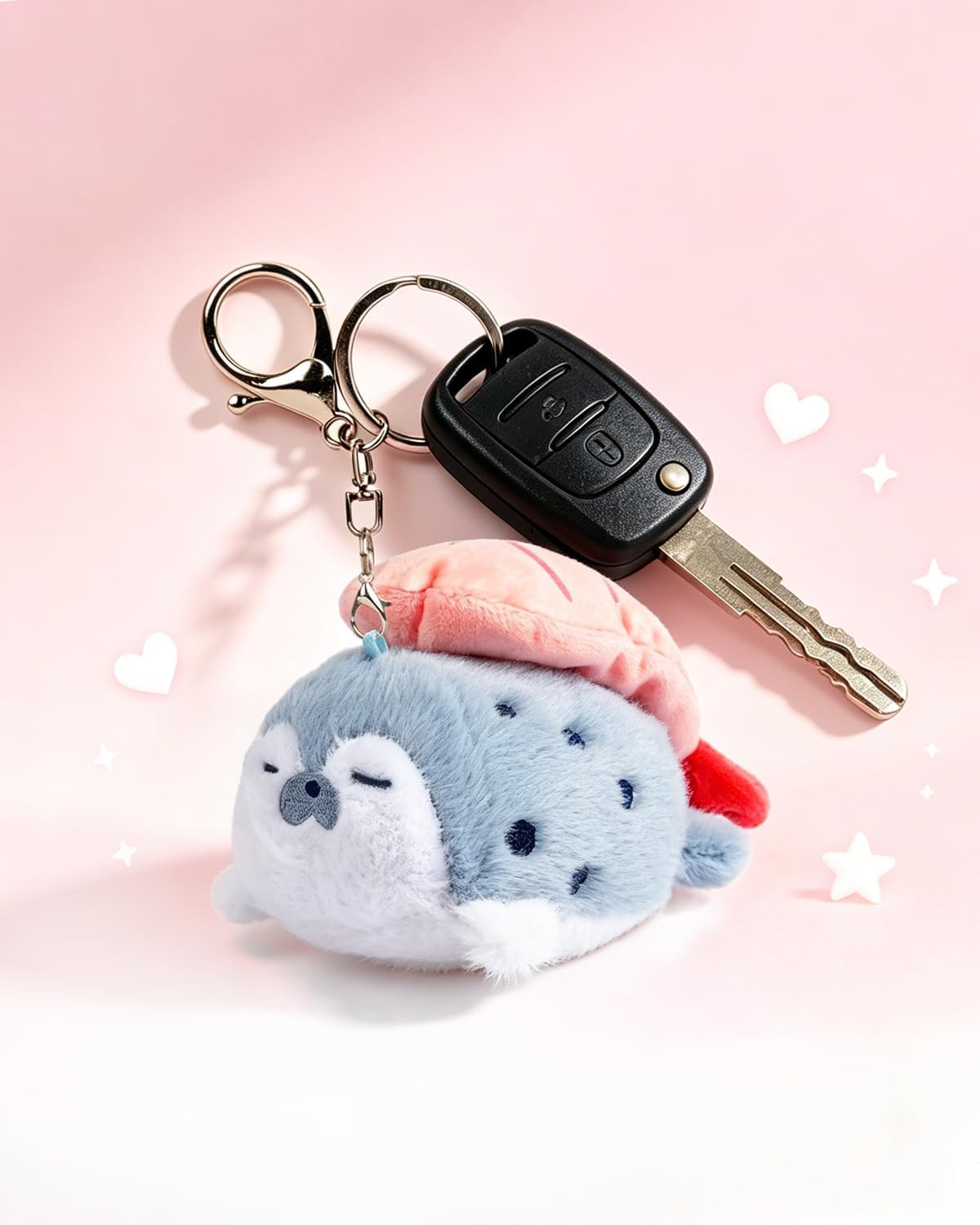 Sea Otter Plush Keychain Cute Seal Plush Keychain With Sushi Pendant Gift for Ocean Fans
