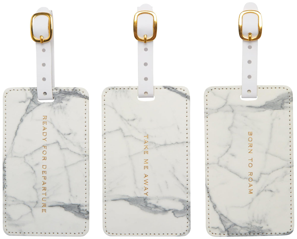 WORLD TRAVELER Luggage Tag Set 3 Pack Faux Leather Baggage Tags w/ID Cards