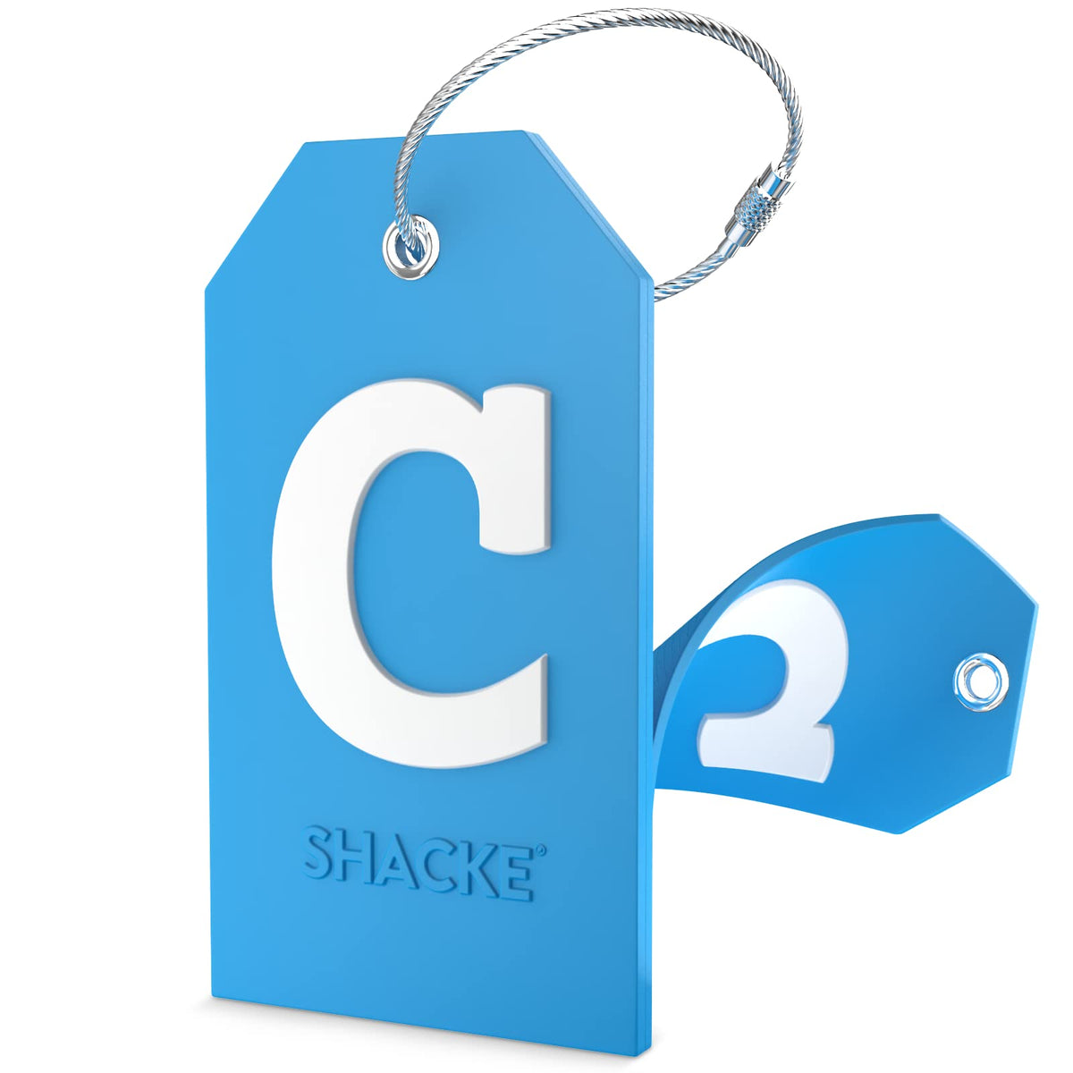 Shacke Initial Luggage Tag with Privacy Cover & Steel Loop (Orange, B)