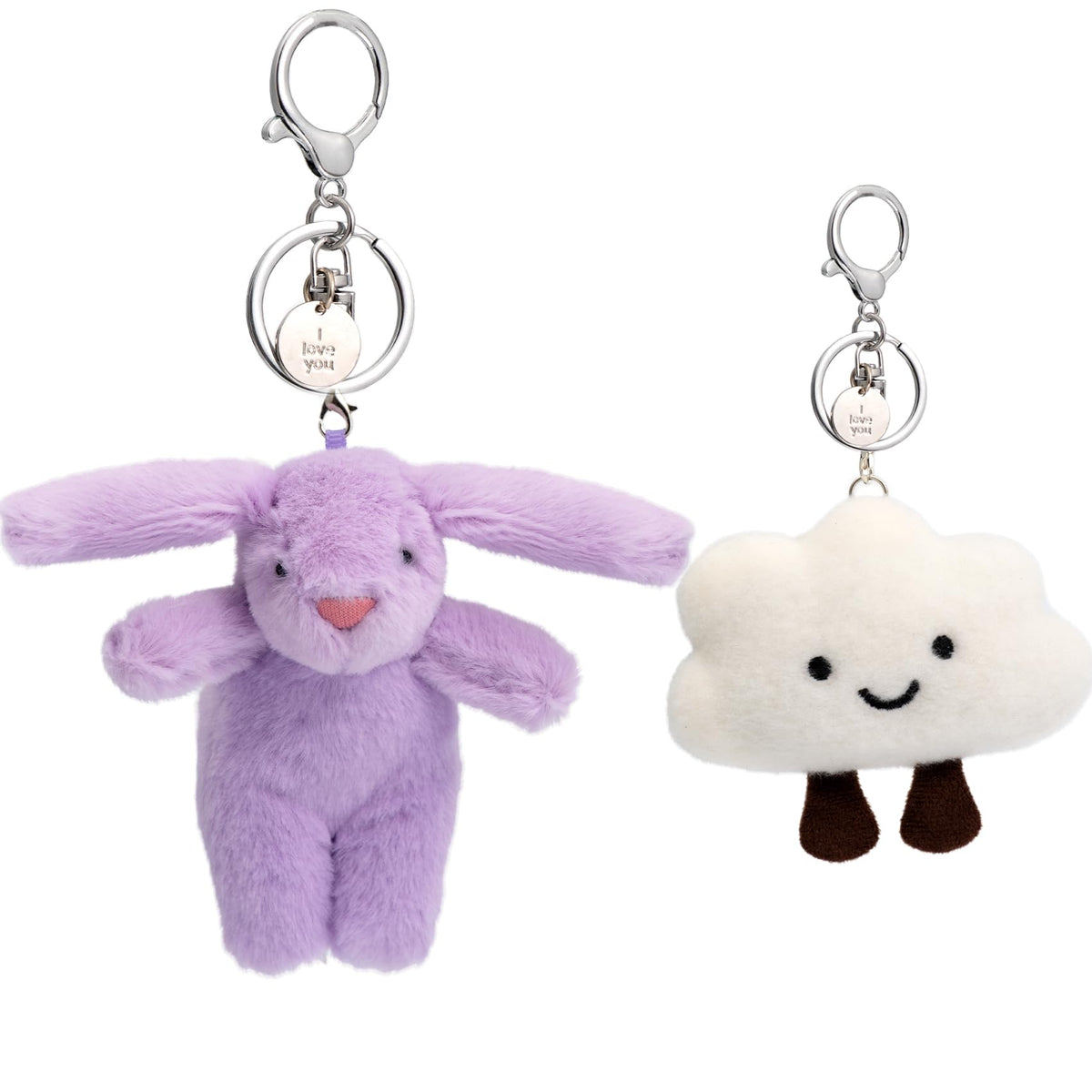 Cute Keychain Bunny Plush Rabbit Key Chain Smiling Cloud Keychains Women Bag Purse Backpack Charms