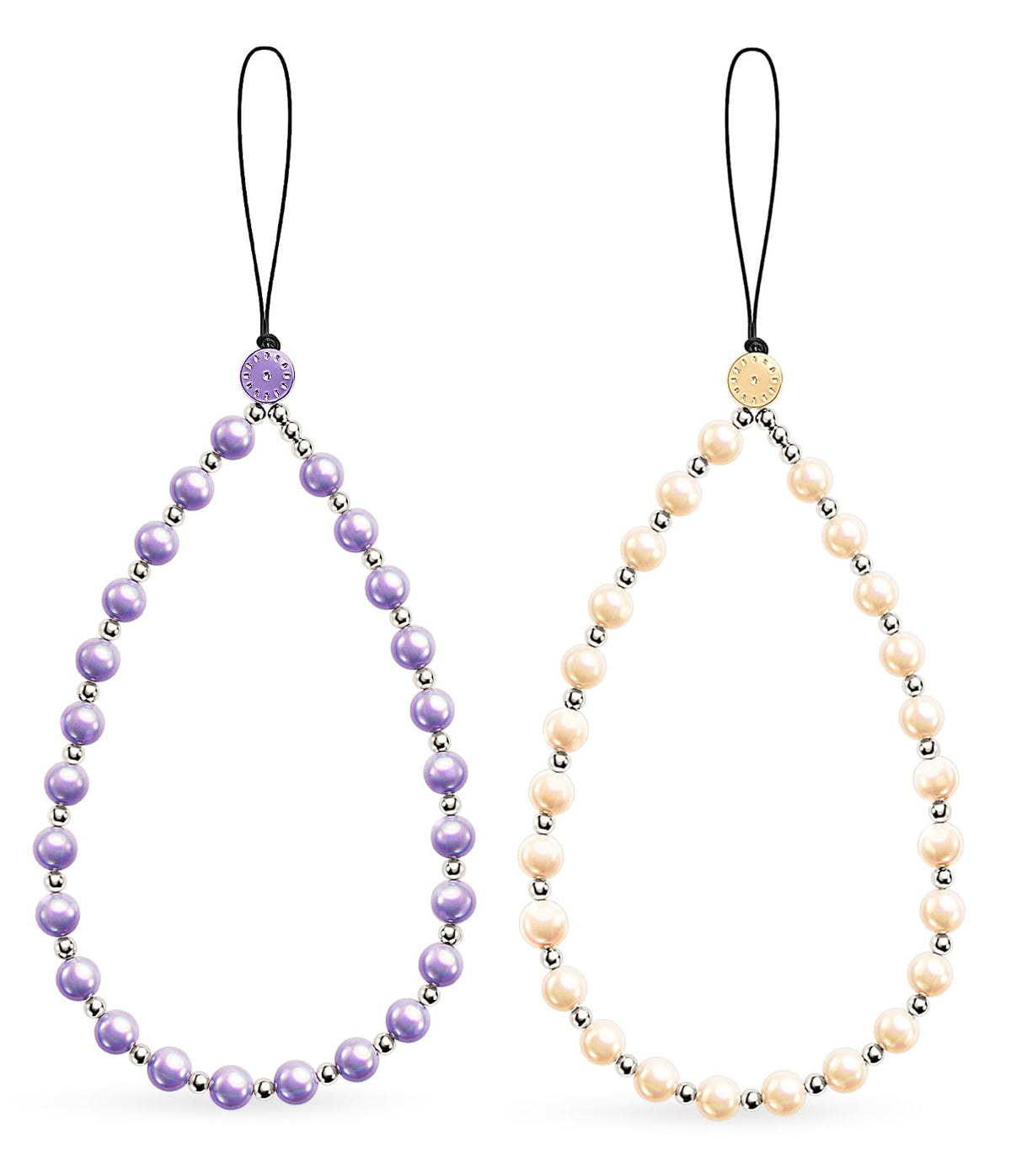 2 Pcs Phone Charm Strap Universal Hand Phone Wrist Strap Camera Lanyard Pearl Beaded Cute Chain String Accessories Universal for iPhone 16 Pro Max Samsung Women Girls Phones Bag Keychain Beach Style