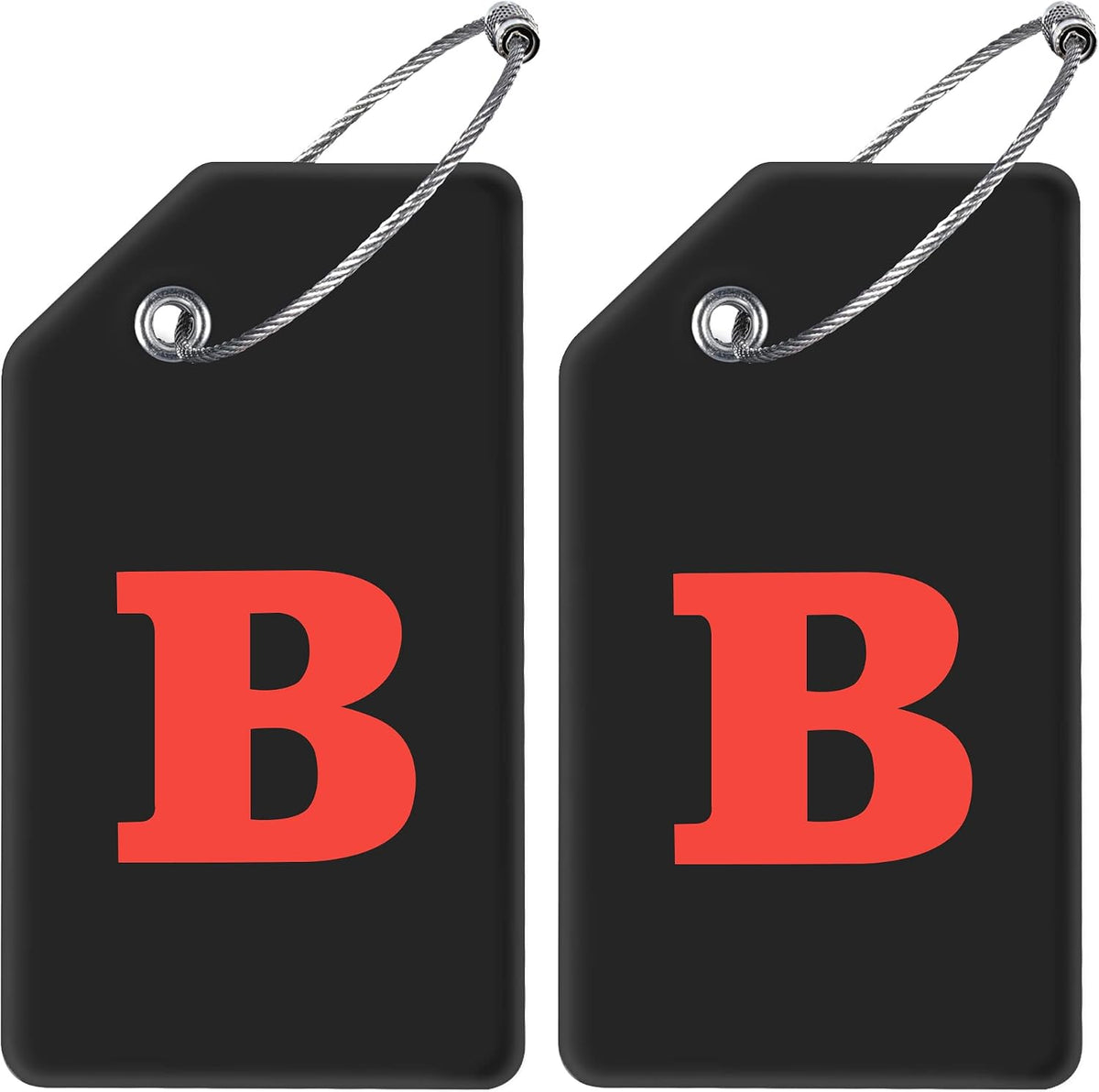 Gostwo 2 Pack Silicone Initial Luggage Tags for Suitcases Travel Essentials