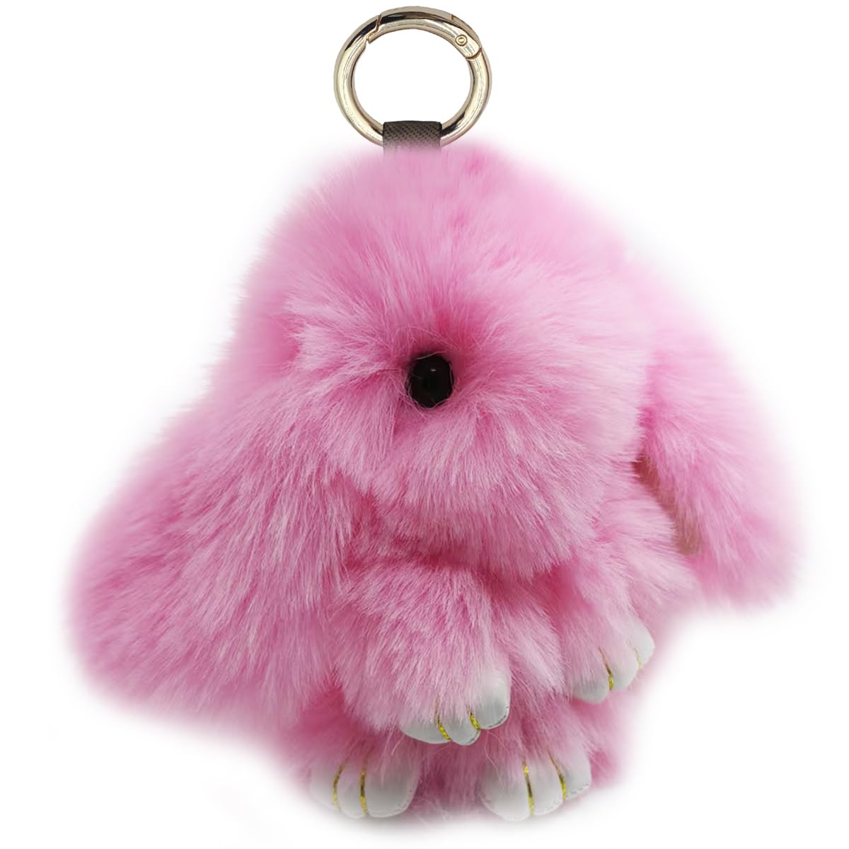 Cute Plush Bunny Keychain Soft Fluffy Rabbit Key Ring Pompom Key for Women