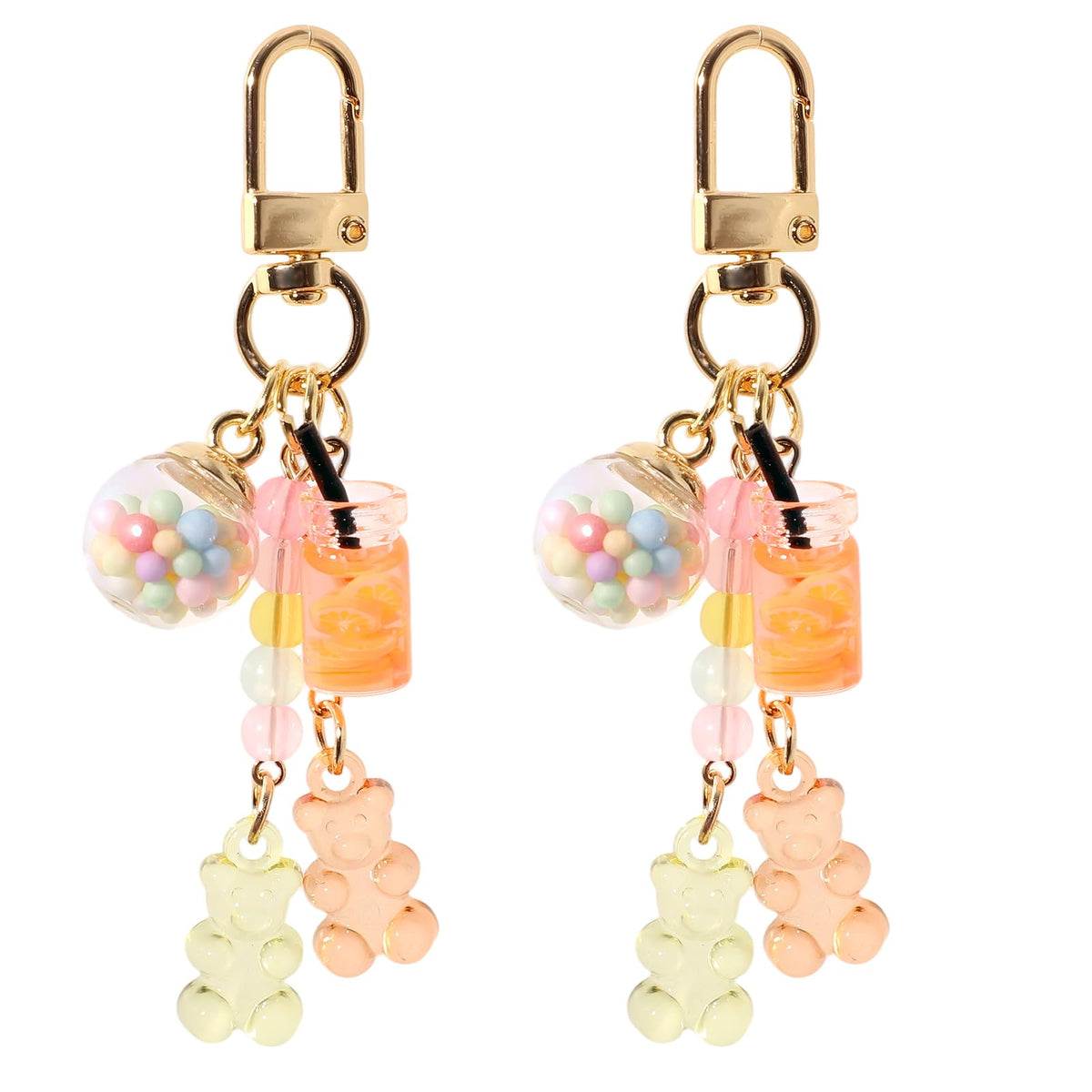 Mikovivi 2pcs Cute Bear Keychain, Resin Macarons Bear Charms Key Chain
