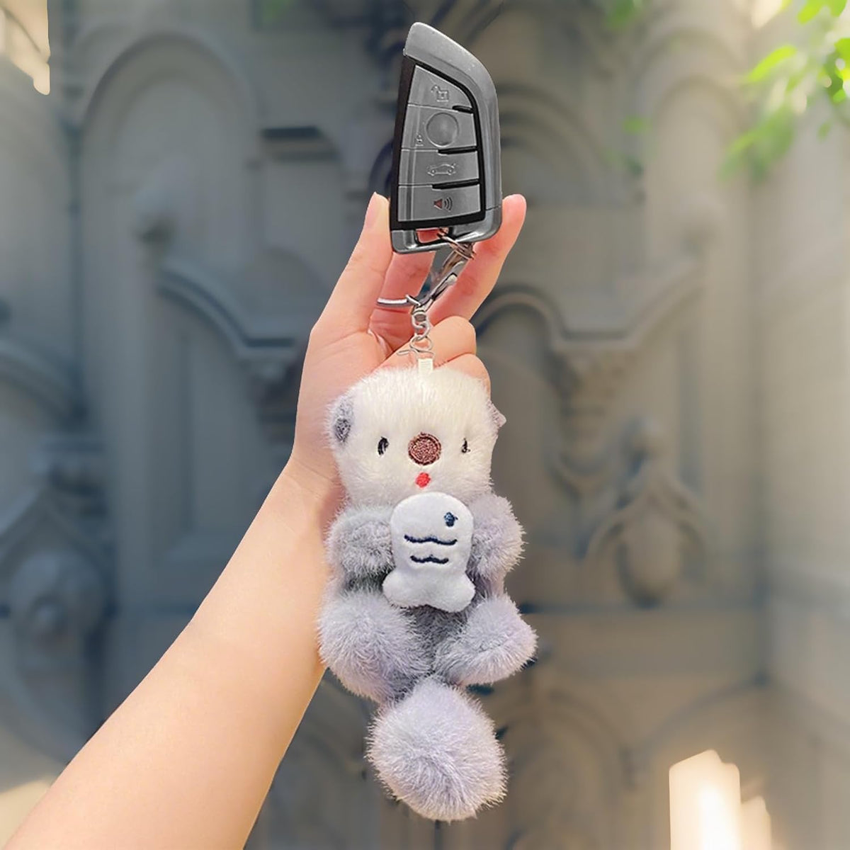 Plush Keychain Otter Charm for Women Teens & Animal Lovers | for Handbags Purses Backpacks & Car Keys | Birthday Gift