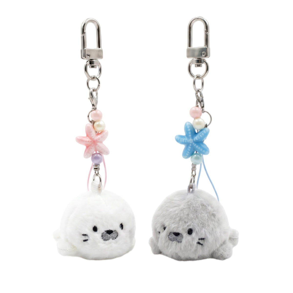 2 Pcs Matching Plush Keychain Adorable Cute Ocean Theme Stuff Bag Charm Womens Birthday Valentines Day Gift