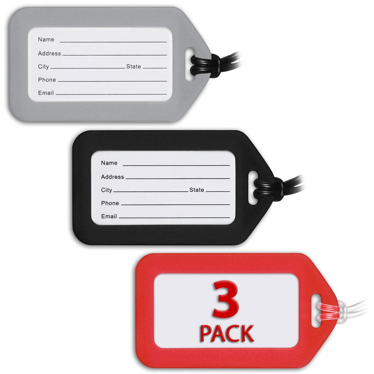 Luggage Tags for Suitcases - Assorted, 6 PK - TSA Approved Travel Tags