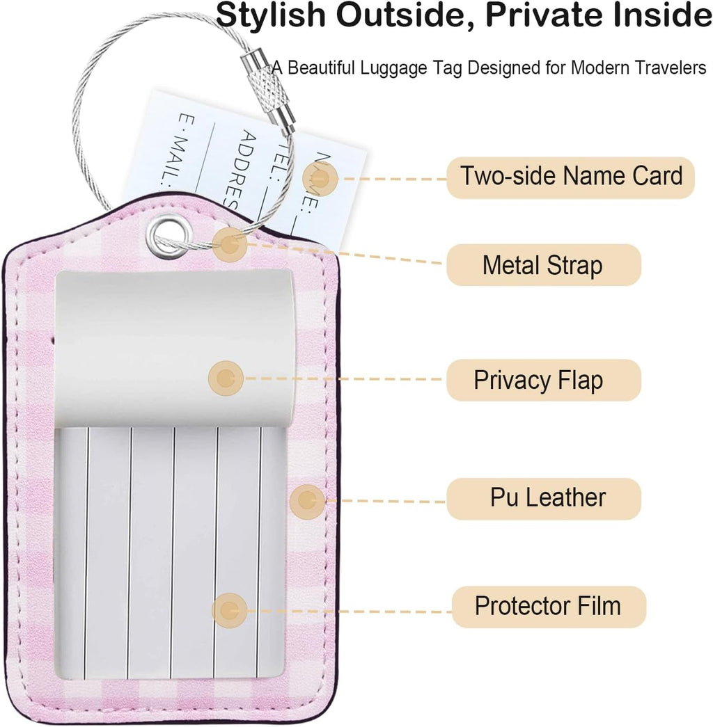 Luggage Tag, Premium Faux Leather Travel ID Tag, Stylish Suitcase Accessory