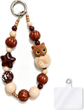 Cute Owl Beaded Keychain Wrist Strap Halloween Fall Decor Charm for Phone