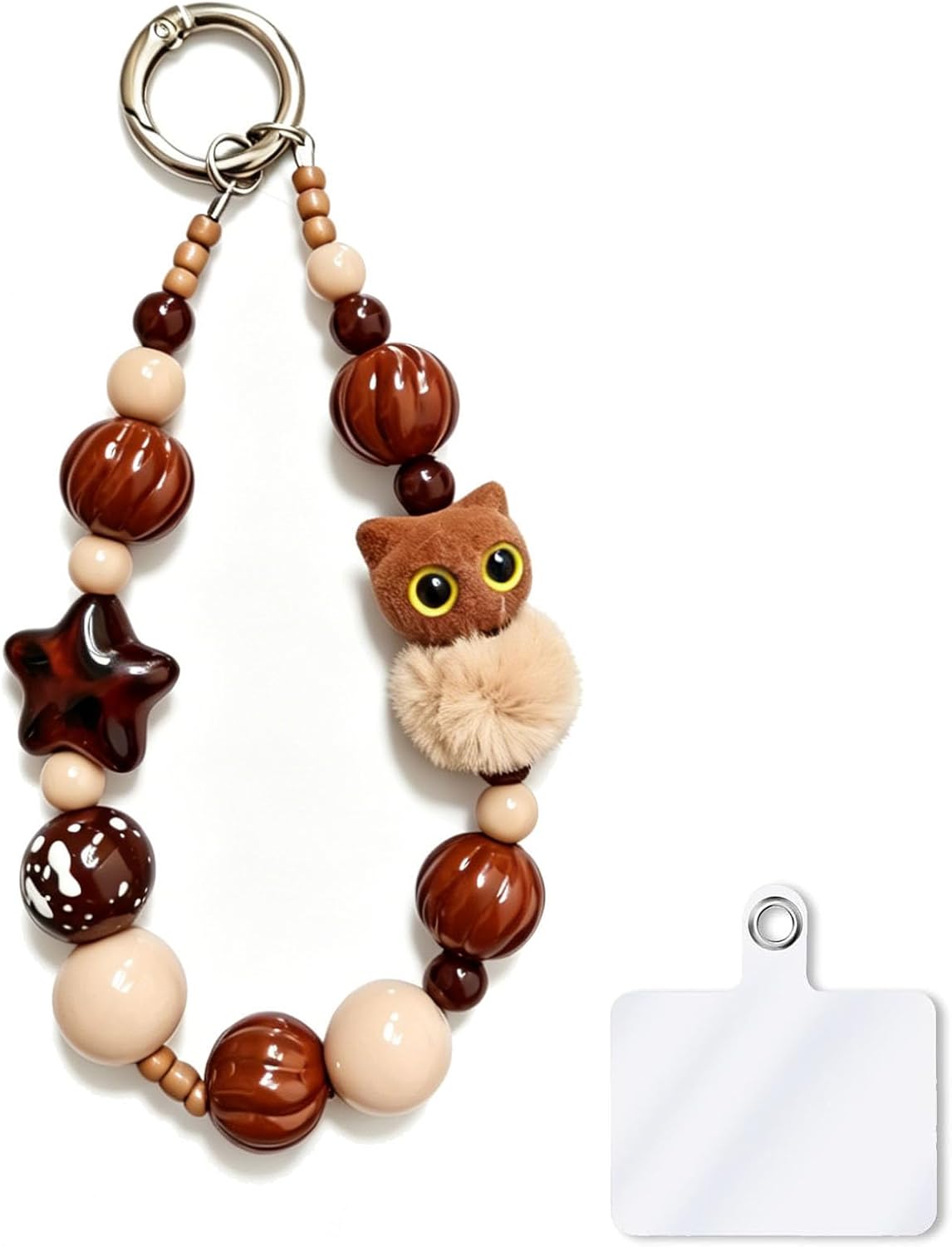 Cute Owl Beaded Keychain Wrist Strap Halloween Fall Decor Charm for Phone