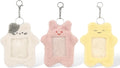 3 PCS Kpop Card Holder Keychain, Cartoon Plush Photocard Holder with Keychain Pendant, Cute Animal Shape, Outdoor Girl Korean Style ID Card Cover Protective Office Supplies