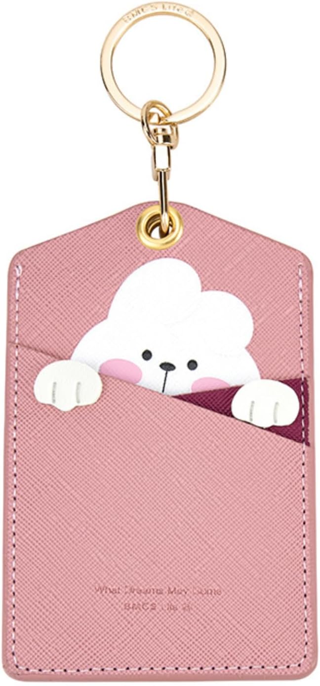 PU Leather ID Badge Holder, Cartoon Cute Badge Holder with 3 Card Slots
