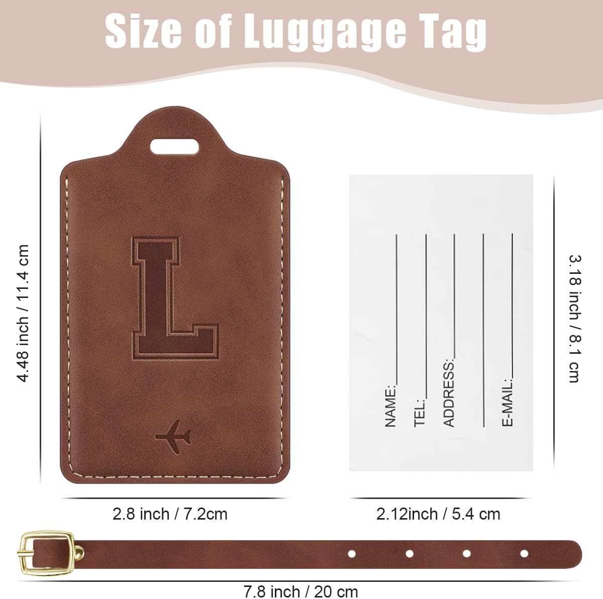 Luggage Tags for Suitcase Personalized Initial Leather Bag Tags