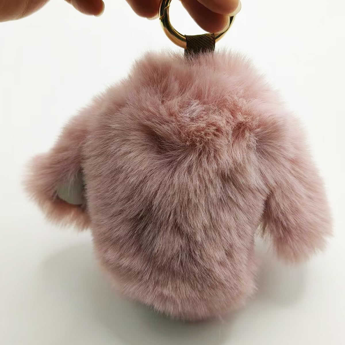 Cute Plush Bunny Keychain Soft Fluffy Rabbit Key Ring Pompom Key for Women