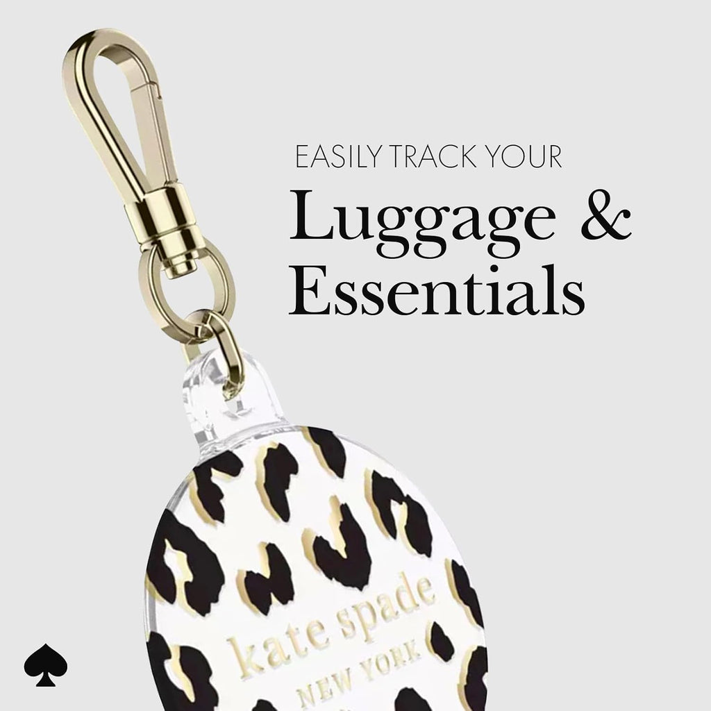 kate spade new york AirTag Holder with Gold Ring Clip - City Leopard