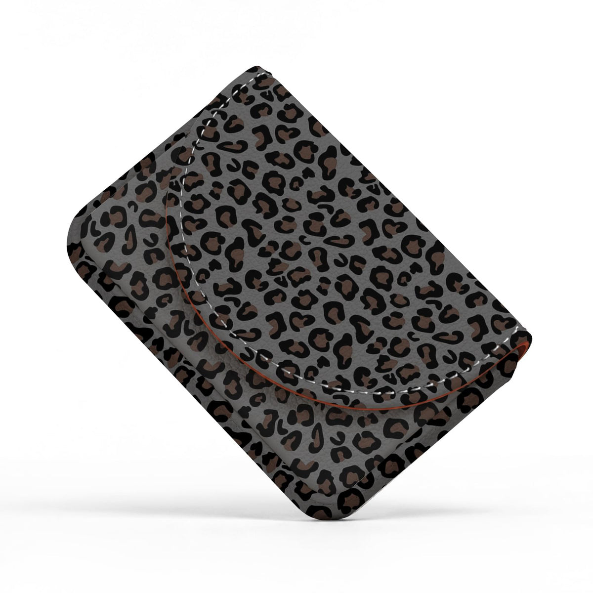Business Card Holder，PU Leather Business Card Case Wallet Black Cat Floral