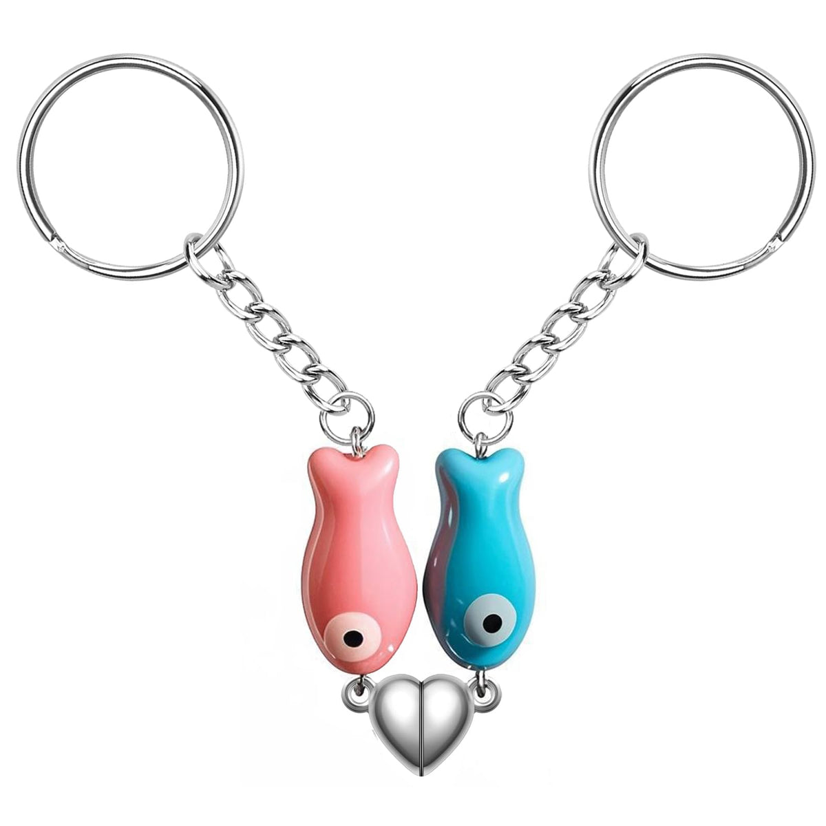 Agromusk Matching Heart Keychain,Cute Ceramic Fish Couples Stuff Keyrings