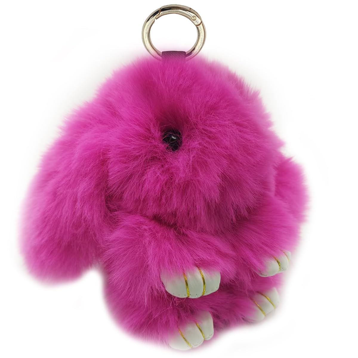 Cute Plush Bunny Keychain Soft Fluffy Rabbit Key Ring Pompom Key for Women