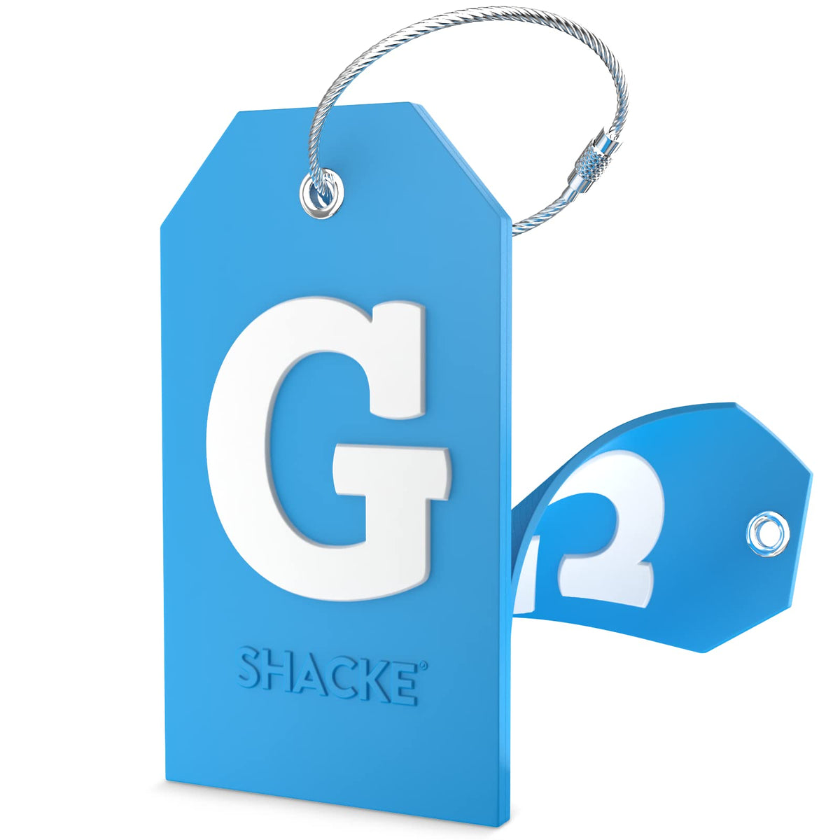 Shacke Initial Luggage Tag with Privacy Cover & Steel Loop (Orange, B)
