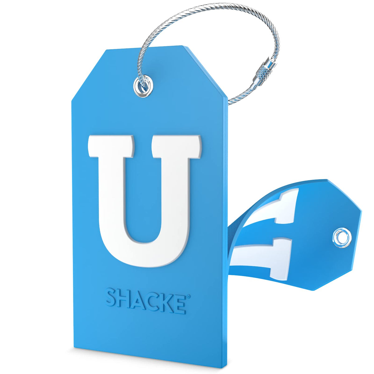 Shacke Initial Luggage Tag with Privacy Cover & Steel Loop (Orange, B)