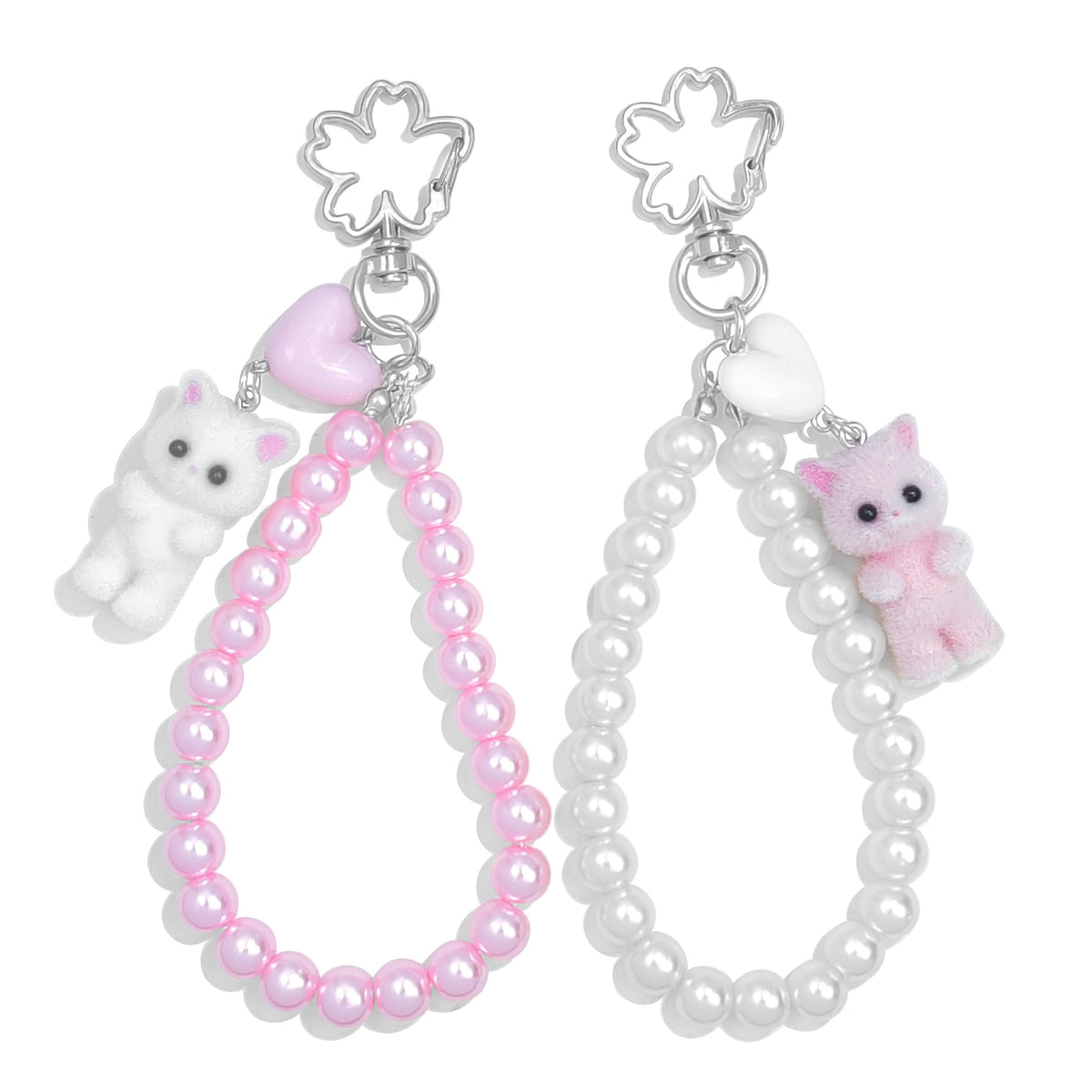 Cute Pink Fuzzy Cat Aesthetic Y2K Stylish Keychains