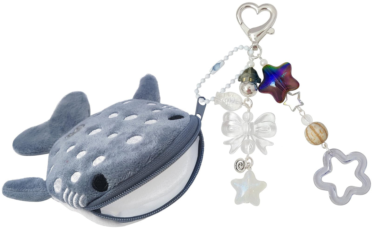 Cute Keychain Whale Shark Coin Purse Keychain Cute Plush Zipper Change Pouch, Kawaii Handmade Wallet for Women