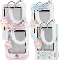 4pcs Photo Card Holder Badge Holders,3 Inch Photocards Holder Id Card Holder Photocard Keychain Protective Sleeves,Cute Photocard Holder Keychain Cartoon Decorative Pendant with Spiral Wrist Coil
