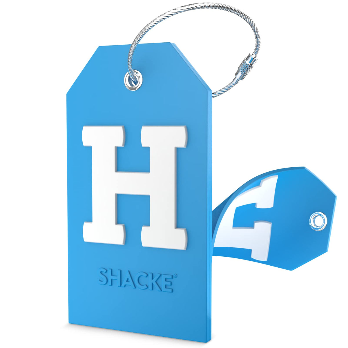 Shacke Initial Luggage Tag with Privacy Cover & Steel Loop (Orange, B)