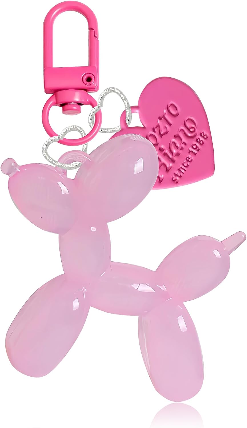 LAEKOU Jelly Balloon Dog Keychain for Women, Cute Bag Charms Key Chain