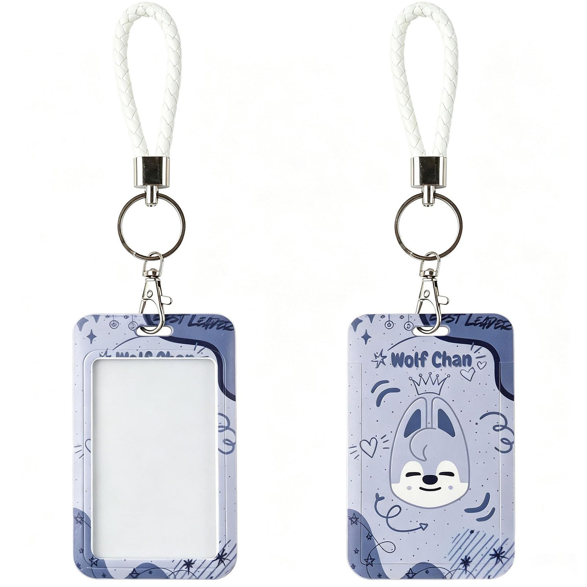 SK-Z Cartoon Photocard Holder with Lanyard, Cute Animal Themed Photocard Holder Keychain Hard Shell Protective Photo Sleeves