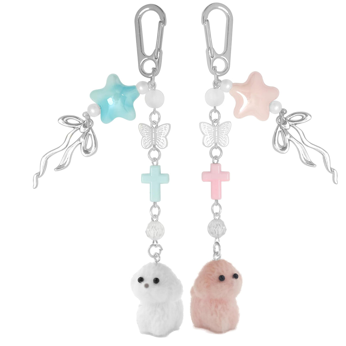 Cute Pink Fuzzy Cat Aesthetic Y2K Stylish Keychains