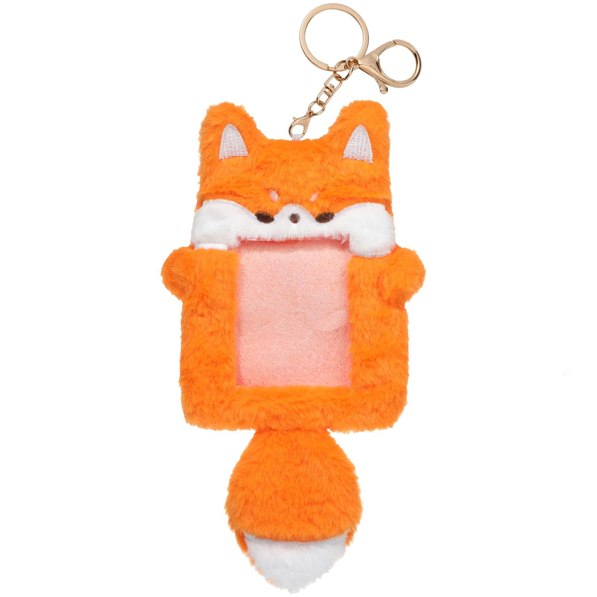 NEWEST Cute Plush Kpop Photocard Holder with Keychain, Soft Fuzzy Fox ID Badge Holder Card Cover, Cartoon Animal Photo Sleeve Protective Case for Kpop Idol Photo Card Bag Pendant Decor, Fox