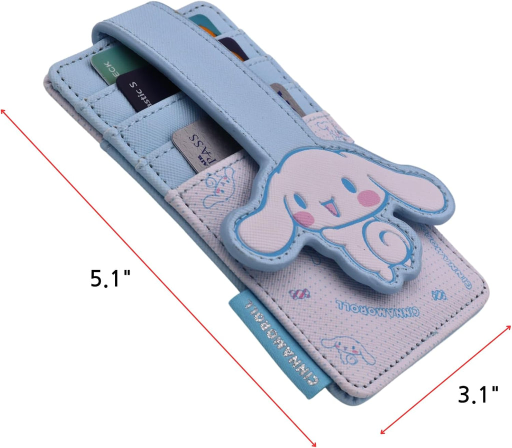Slim Kitty Friends RFID Blocking Credit Cards Holder Wallet Japanese Cute Characters with Window ID Slot (Cinnamoroll's Sky Blue)