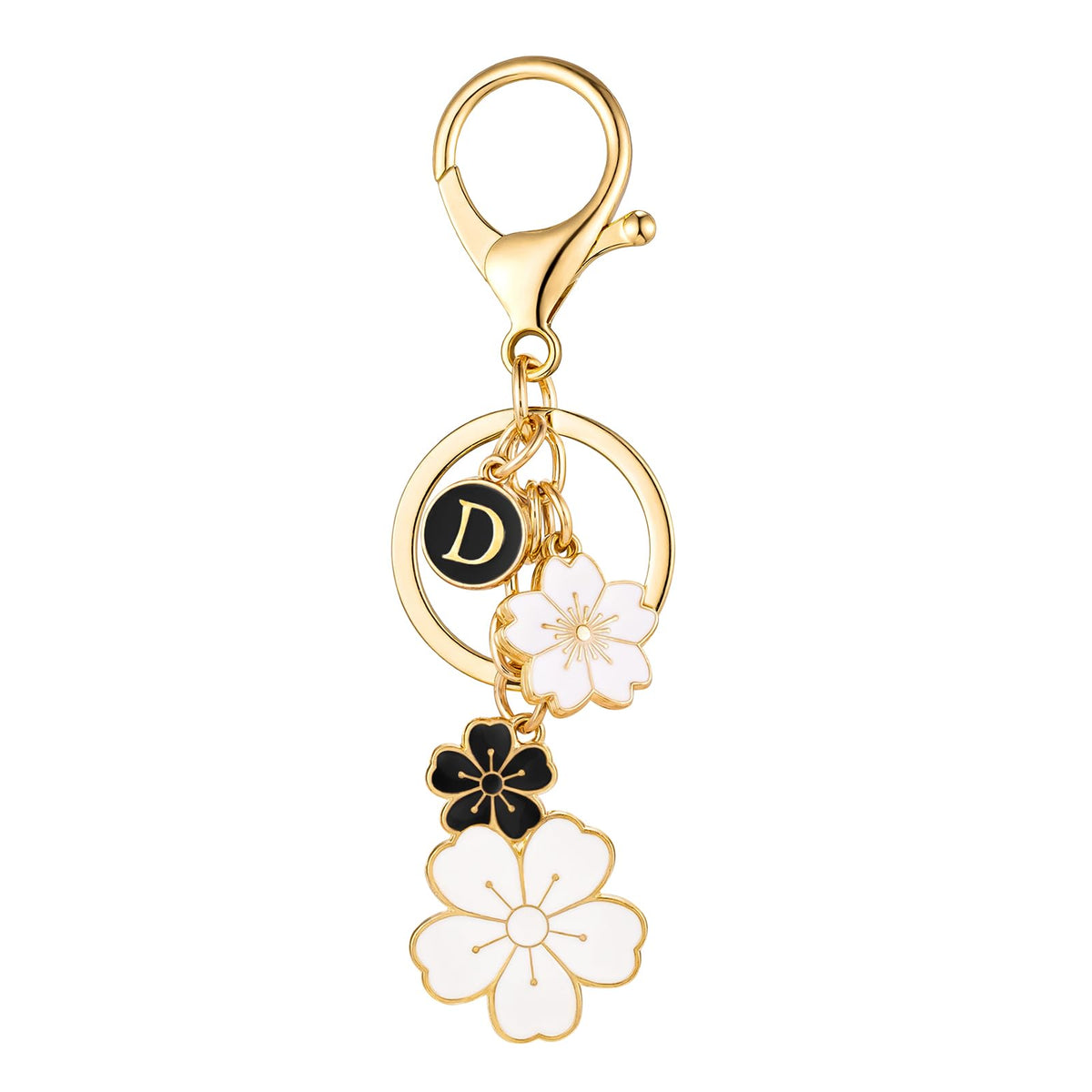 SELOVO Initial Keychain Flower Charms for Key Cute Pink Letter Keyring for Backpack