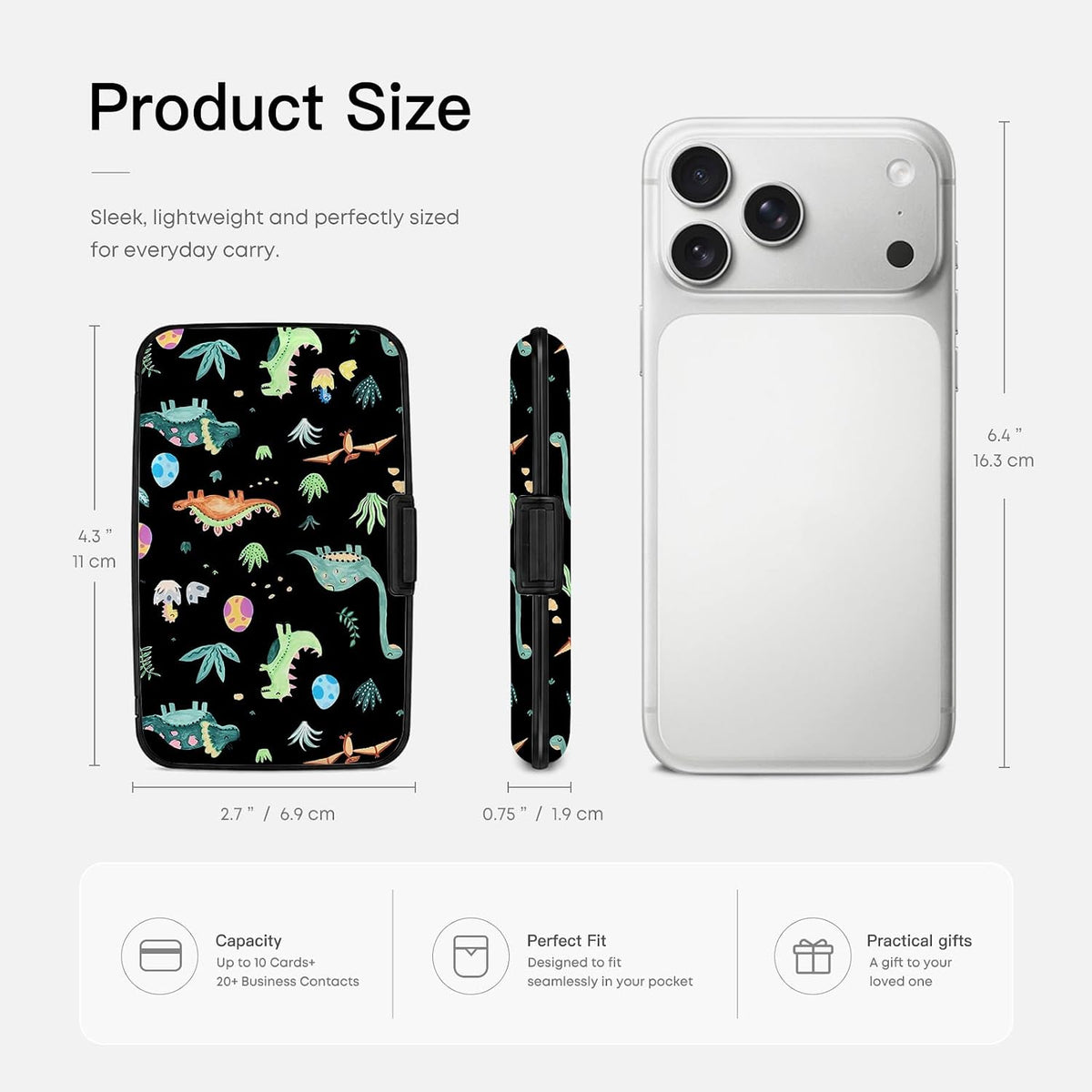 Credit Card Holder RFID Aluminum card case Dinosaurs mini Wallet Women Men