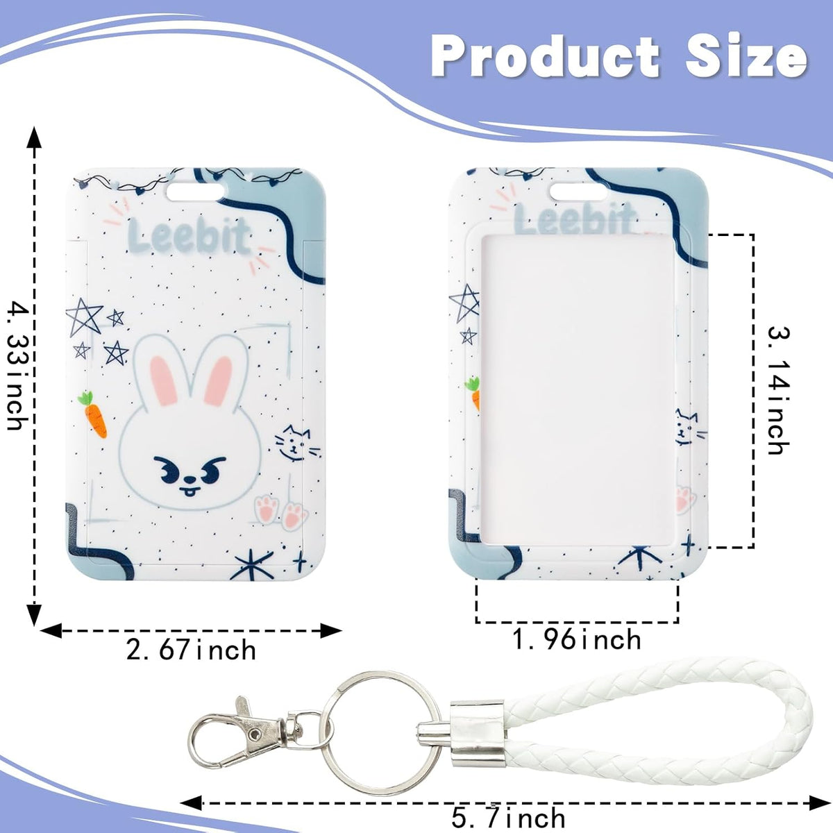 SK-Z Cartoon Photocard Holder with Lanyard, Cute Animal Themed Photocard Holder Keychain Hard Shell Protective Photo Sleeves