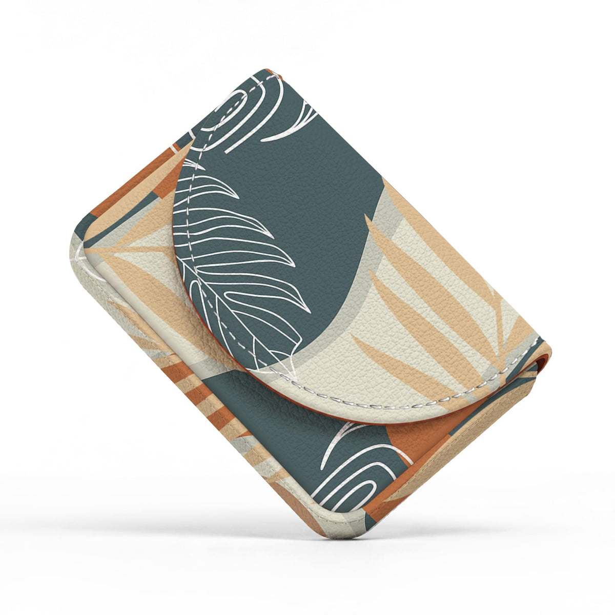 Business Card Holder，PU Leather Business Card Case Wallet Black Cat Floral