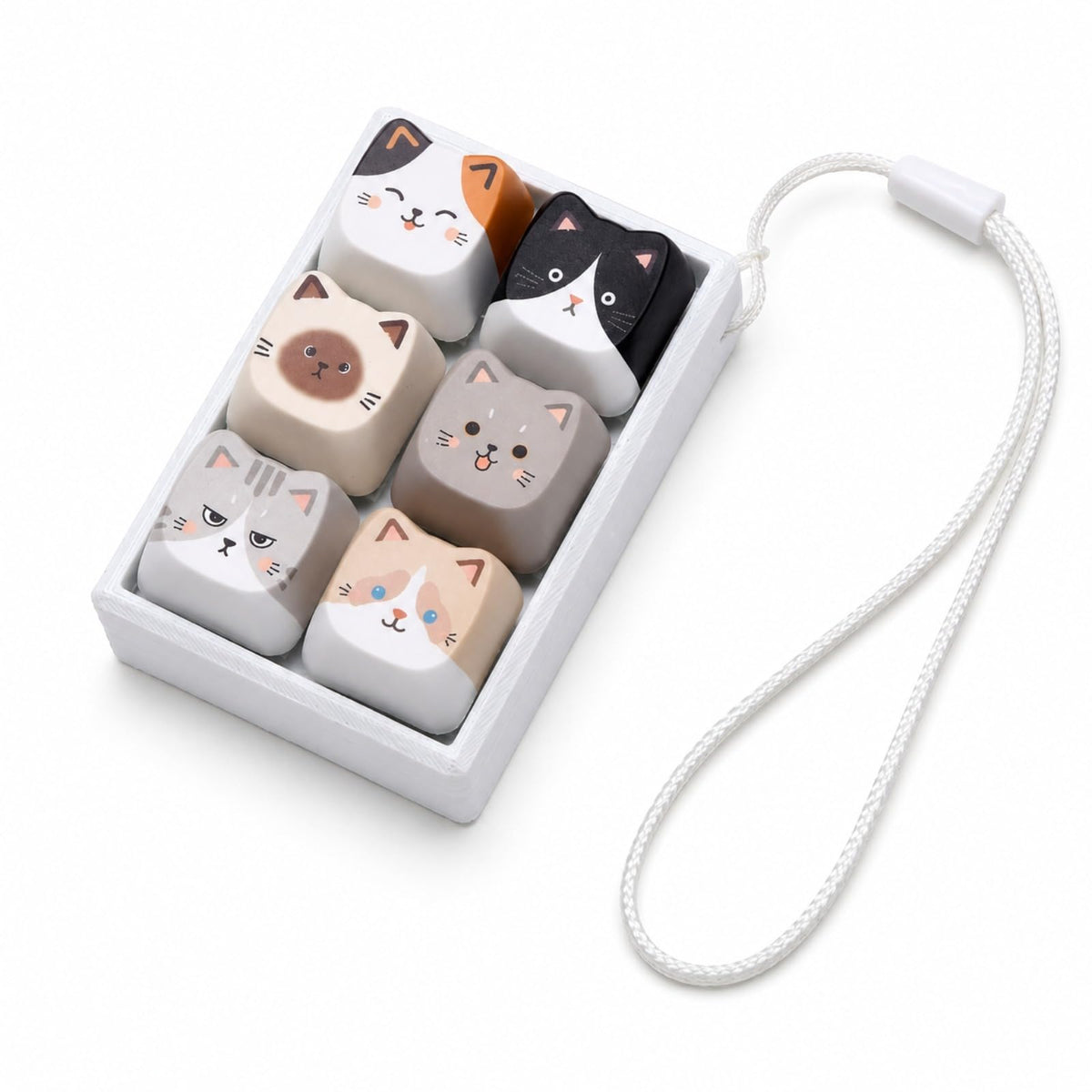Cute Cat Keyboard Fidget Toy,Crisp Sound,Stress Relief Fidget Clicker Keychain,Creative Keycap Button, for Adults at Work, Travel, Home – Anxiety Relief & Focus Boost (Cat)