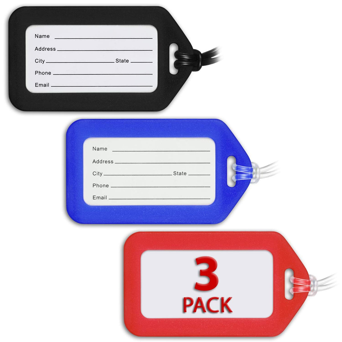Luggage Tags for Suitcases - Assorted, 6 PK - TSA Approved Travel Tags