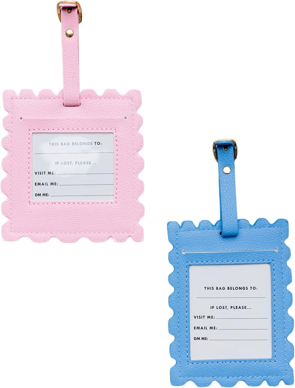 ban.do Novelty Shaped Leatherette Luggage Tag Set of 2 (Stamps)