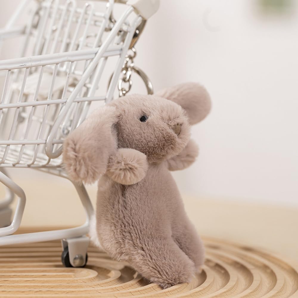 Miokkley Cute Bunny Plush Keychain for Backpack, 3.5" Inch Mini Rabbit Keychain Purse Charm Pendant Gift for Women