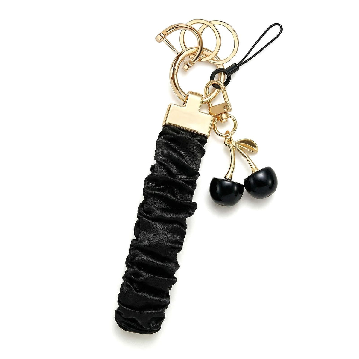 Angyape Stretchy Wristlet Keychain Cute Cherry Key Chain for Car Keys Holder Scrunchie Bracelet Wrist Lanyard for Women