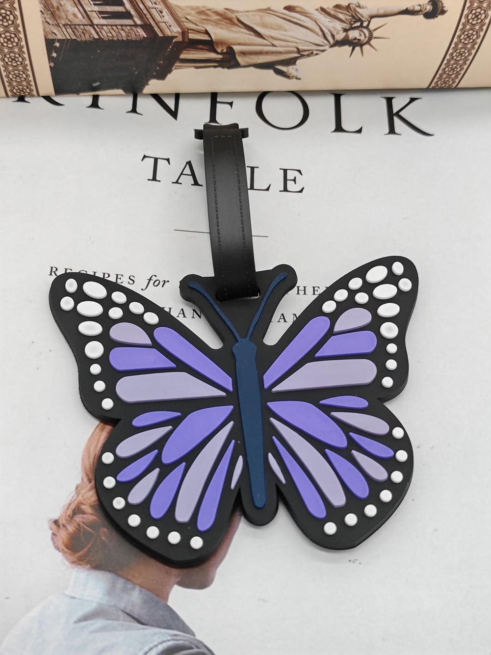 Funny Silicone Luggage Tags Cute Butterfly Travel Bag Identifiers (Purple)