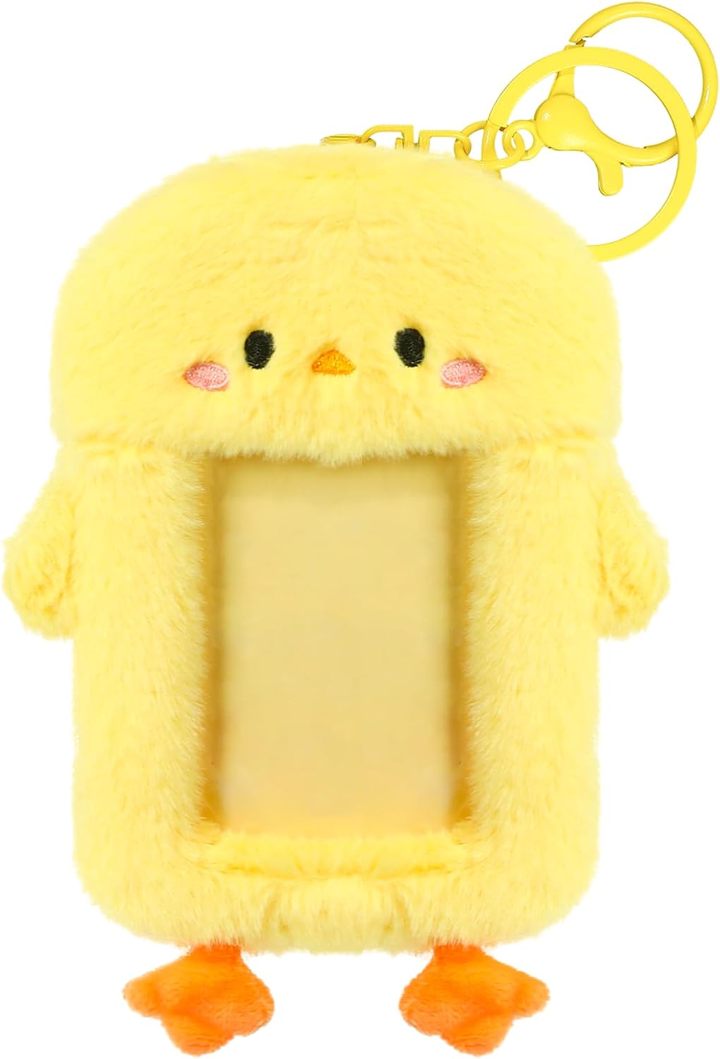 NEWEST Chicken Plush Kpop Photocard Holder with Keychain, Cute Chick ID Badge Holder Protector, Soft 3 Inch Cartoon Animal Photo Case Sleeves Stationery for Idol ID Card Student Worker Bag Charm