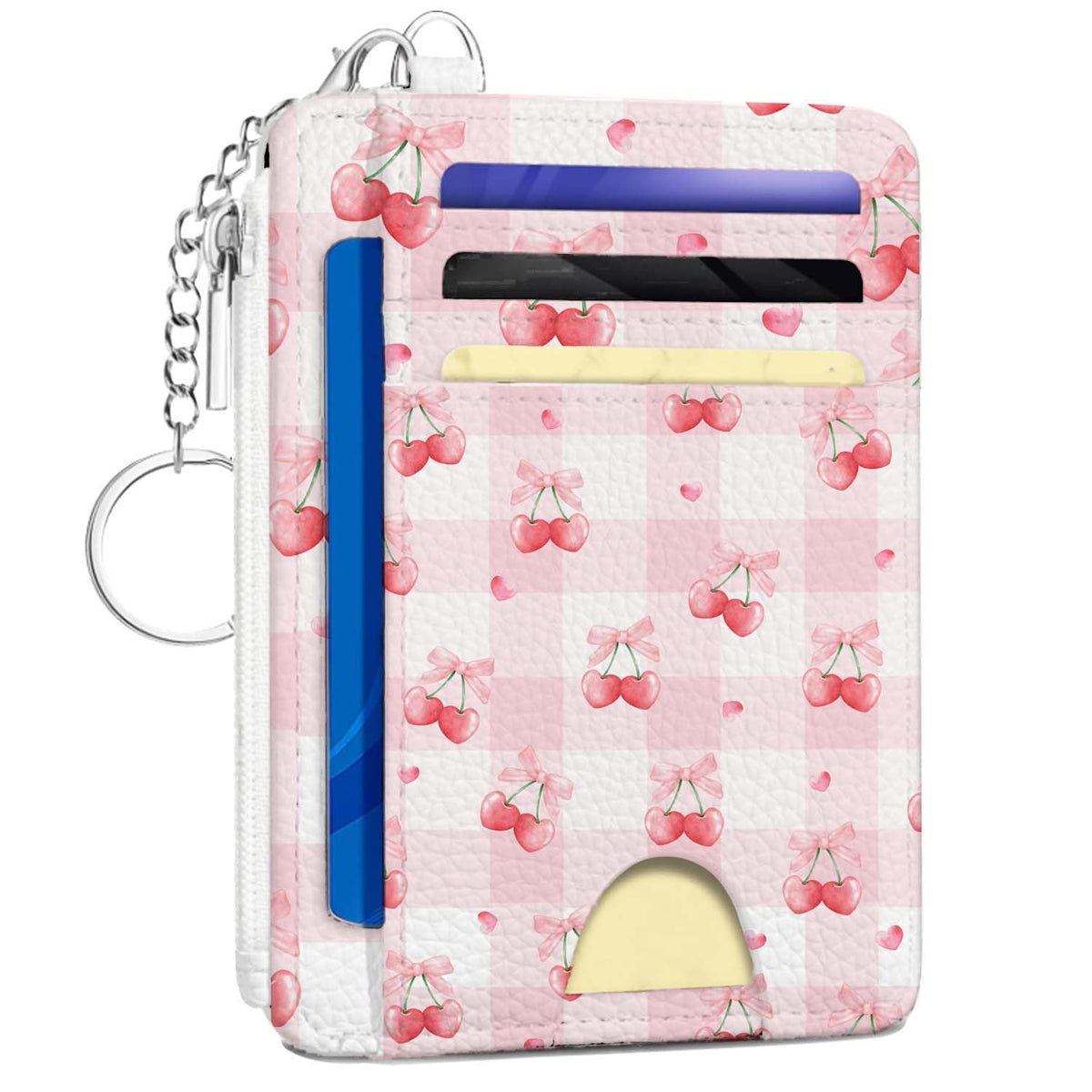 Gifts for Cat Lovers,Funny Cat Credit Card Holder Small Keychain Wallet for Women, Cute Blocking Wallet Coin Pocket,Front Pocket Thin Travel Card Case with ID Window