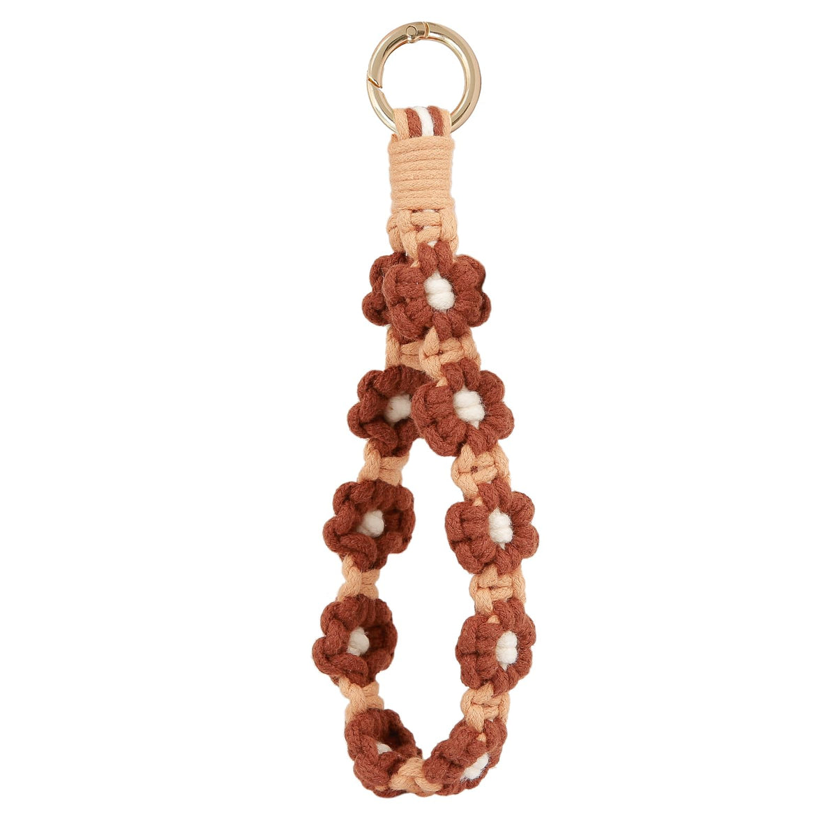 elephtree Boho Macrame Keychain Wristlet Keychain Weave Exquisite Keyring Holder Bracelet Handmade Wrist Lanyard for Women