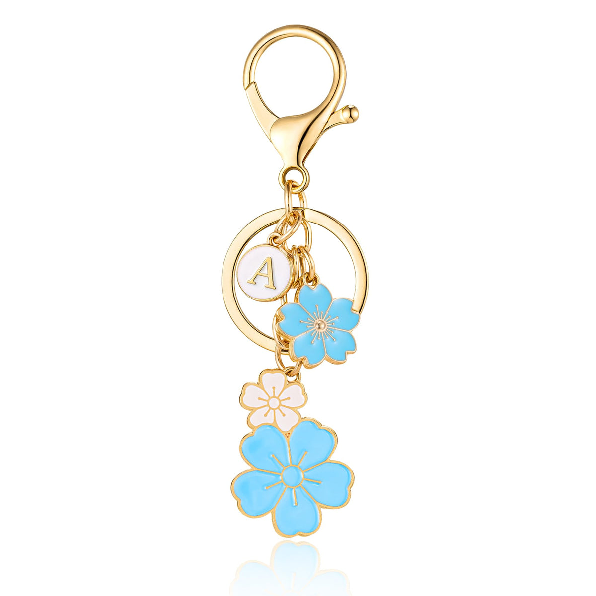SELOVO Initial Keychain Flower Charms for Key Cute Pink Letter Keyring for Backpack