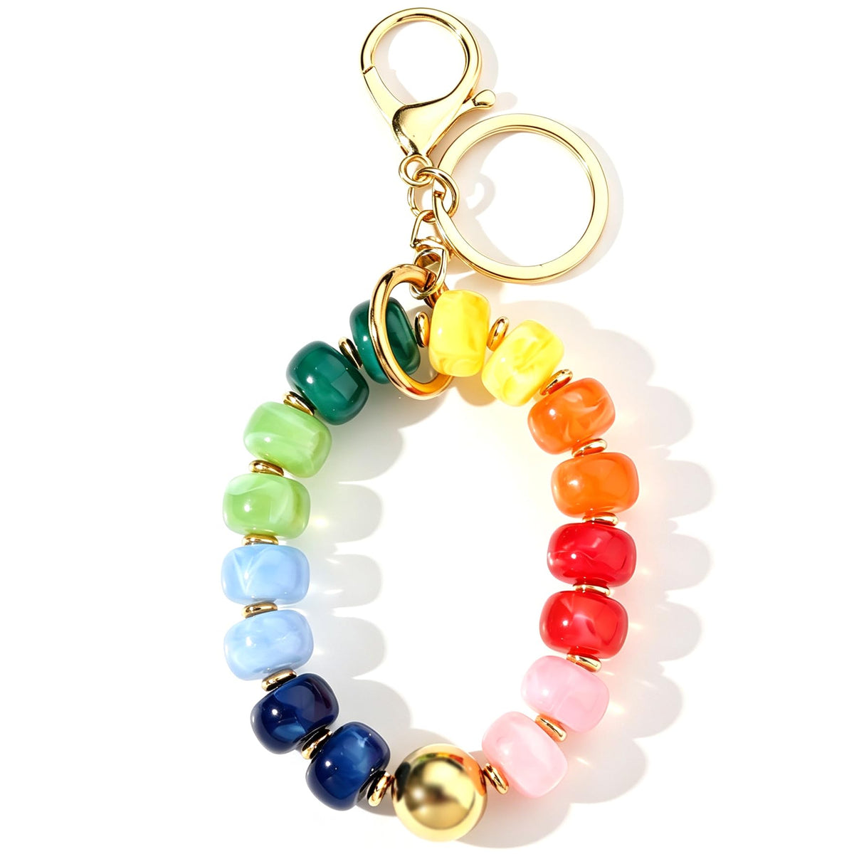 Colorful Trendy Beaded Keychain for Women,Cute Chunky Dopamine Fashion Boho Summer Beach Accessories Gifts