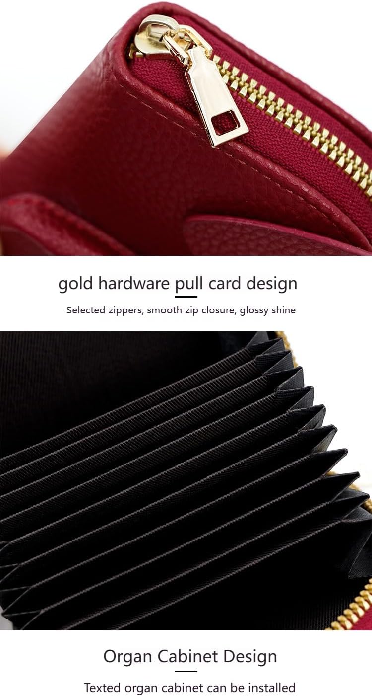 Wallet Card Holder, RFID Blocking Purse,Cute Elephant Small Minimalist Leather Credit for Women, Girls, Ladies (Red)
